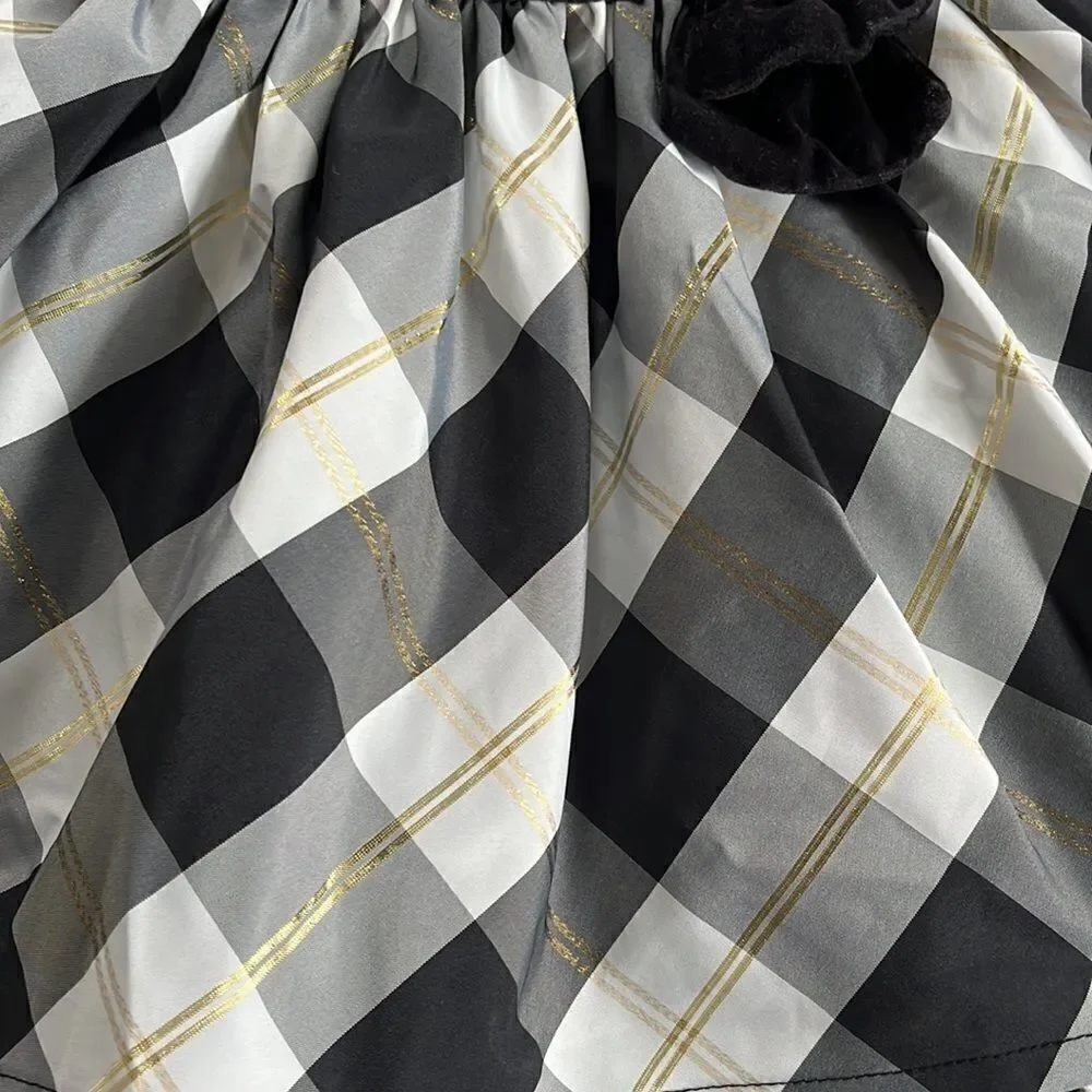 Like New Black White Grey Gold Checker Party Dress
